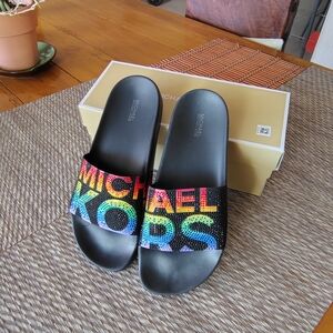 Michael Kors Women's Black Slide Sandals